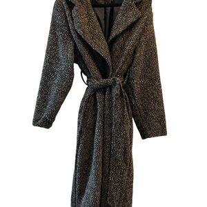 Ava & Viv Charcoal and Black Women's Tweed Coat Belt Buttons